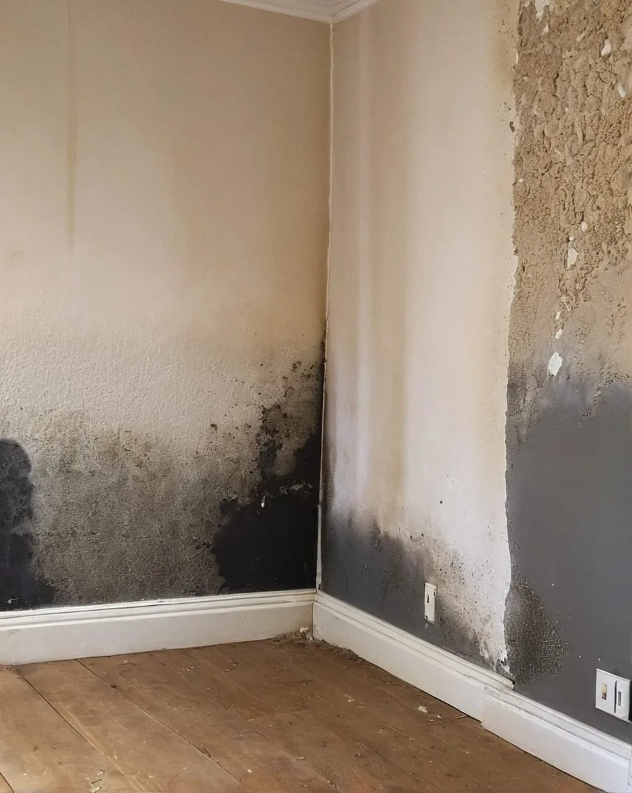 Mould and deteriorating finish on an interior wall
